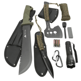 Ozark Trail 12 Pack Camping Tool Set with Flashlight, Machete, Knife