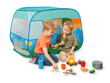 Battat Happy Camper Pop-Up Fabric Tent with 20+ Camping Accessories, Toddler and Preschool Toys