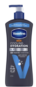 Vaseline Men Cooling Hydration 3-in-1 for Dry Skin Face, Hands & Body Lotion for Men, 20.3 oz