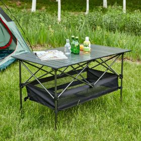 1-piece Folding Outdoor Table with Carrying Bag,Lightweight Aluminum Roll-up Rectangular Table for indoor, Outdoor Camping, Picnics,Beach,Backyar