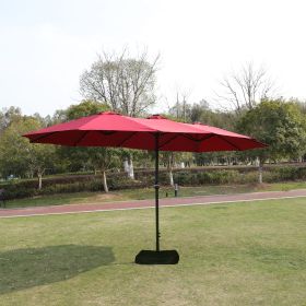 15x9ft Large Double-Sided Rectangular Outdoor Twin Patio Market Umbrella with light and base