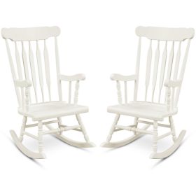 Rocking Chair with Solid Wooden Frame for Garden and Patio