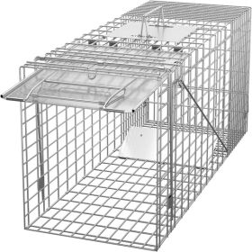 32" Live Animal Cage Trap Heavy Duty Steel Catch Humane Rodent Cage w/Iron Door