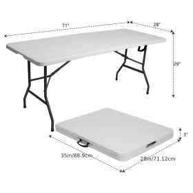 4FT/6FT Durable Plastic Folding Table w/Handles & Lock - Portable Indoor/Outdoor Picnic Dining Table for Camping, Parties, White