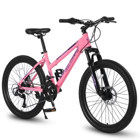 S26103 26 Inch Mountain Bike For Teenagers Girls Women, Shimano 21 Speeds With Dual Disc Brakes And 100mm Front Suspension (Color: pink)