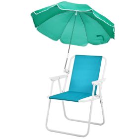 Folding Beach Chair With Umbrella For Adults, Lightweight Porable Camping Chair With 265lbs Capacity For Travel Picnic Concert & Outdoor Activiti (Option: Mint green)