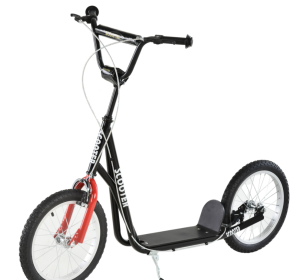 Kids Kick Scooter, Black, Adjustable Handlebar, Dual Rear Brakes, Inflatable Wheels (Color: Black)