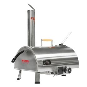 Pizza Oven Outdoor 12" Automatic Rotatable Pizza Ovens Portable Stainless Steel Wood Fired Pizza Oven Pizza Maker with Built-in Thermometer Pizza (Color: as Pic)