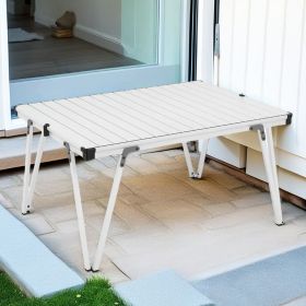Folding Camping Table Picnic Table with Storage Bag and Waterproof Desktop (Color: silver)
